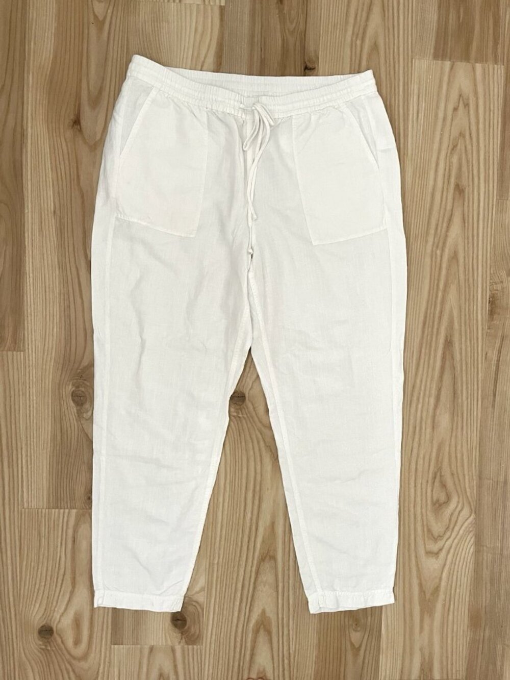 J. Crew Linen Blend Pull-On Tapered Leg Pants Classic White size XL TALL